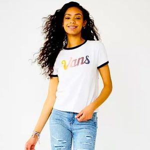 Vans Groovy Logo Ringer Tee EUC